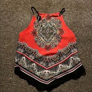 Lush Asymmetrical Orange and Red Tank Top